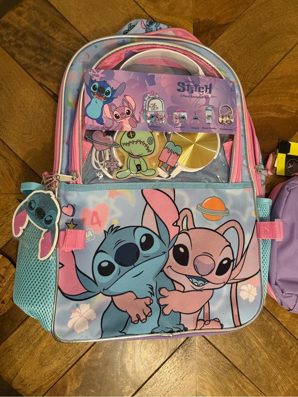 Disney Stitch & Angel 5-Piece Backpack Set 17” New With Tags